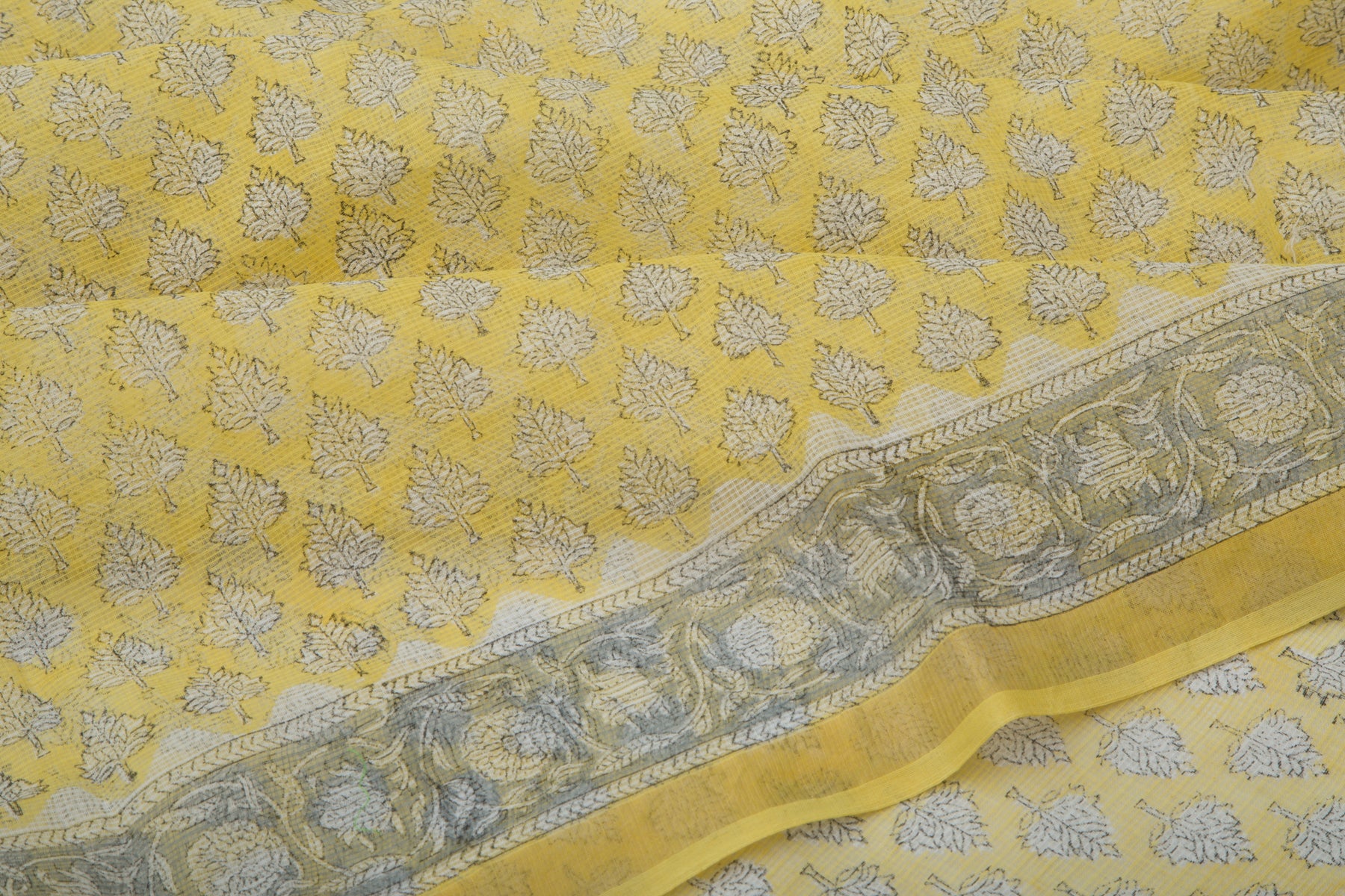 Kota Cotton Printed Yellow Saree