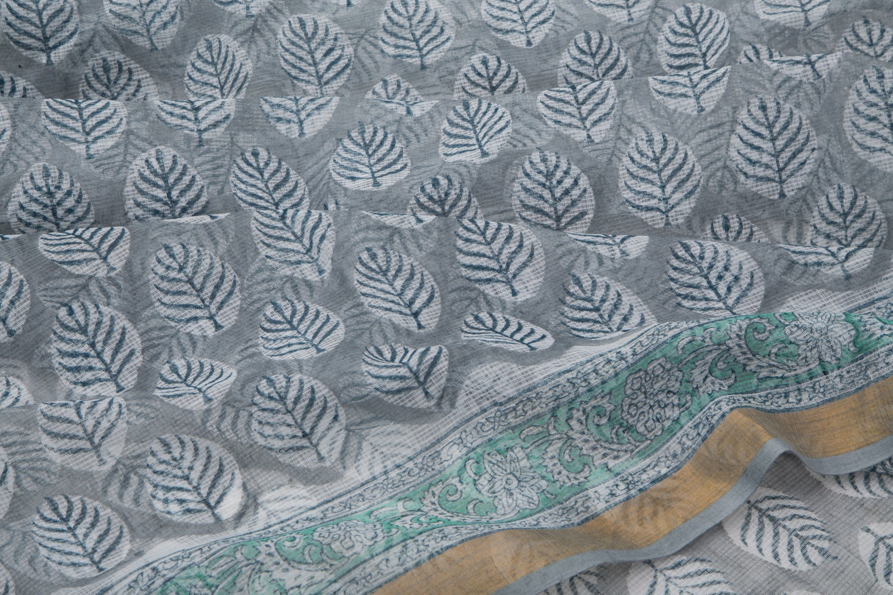 Kota Cotton Printed Grey Saree