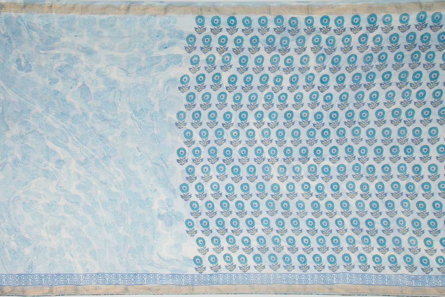 Chanderi Cotton Printed Blue Saree