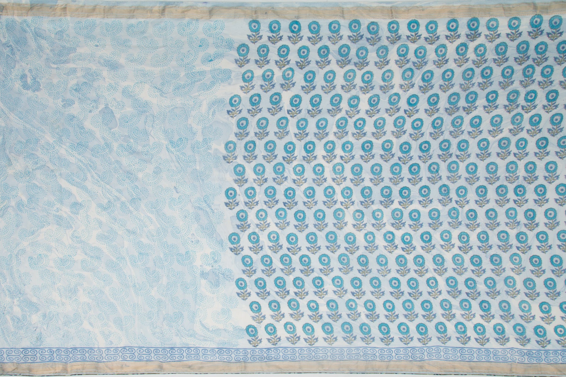 Chanderi Cotton Printed Blue Saree