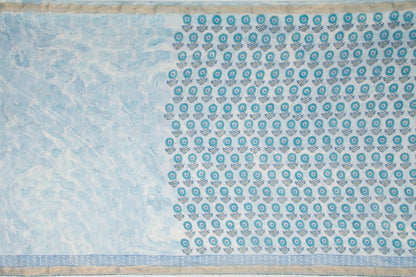 Chanderi Cotton Printed Blue Saree