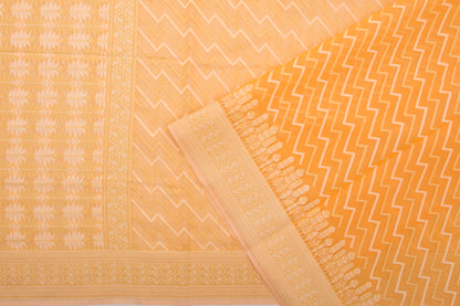 Chanderi Cotton Jaal Orange Saree