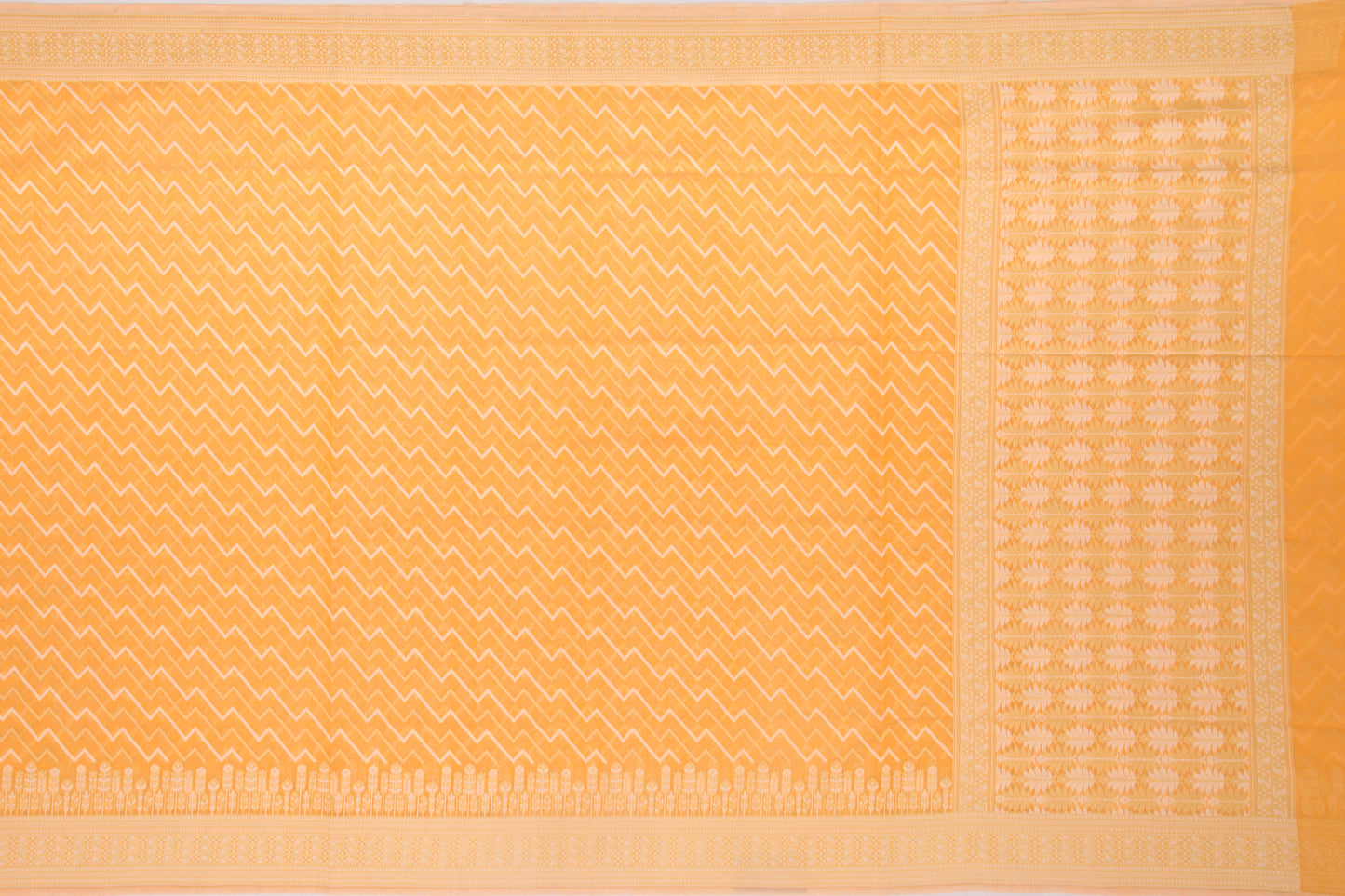 Chanderi Cotton Jaal Orange Saree