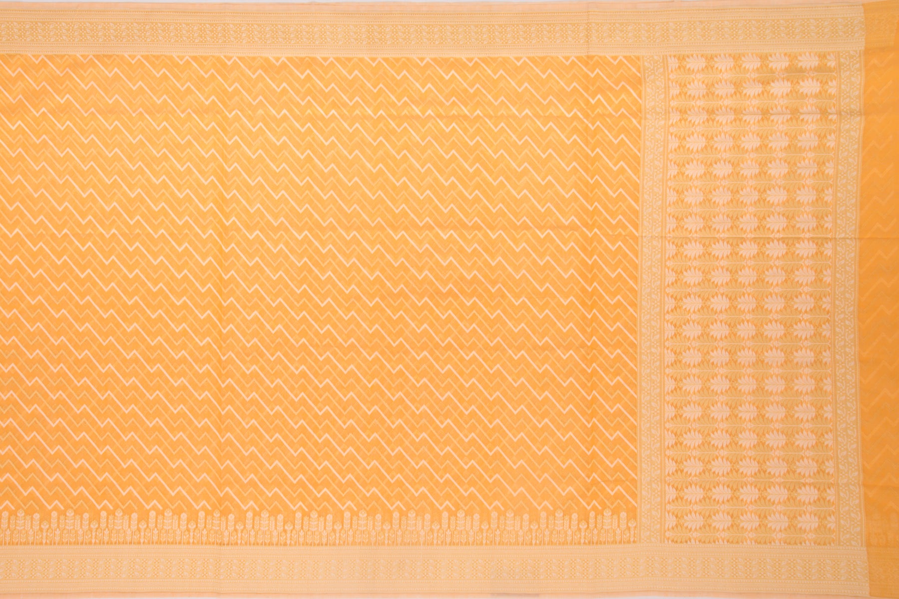 Chanderi Cotton Jaal Orange Saree