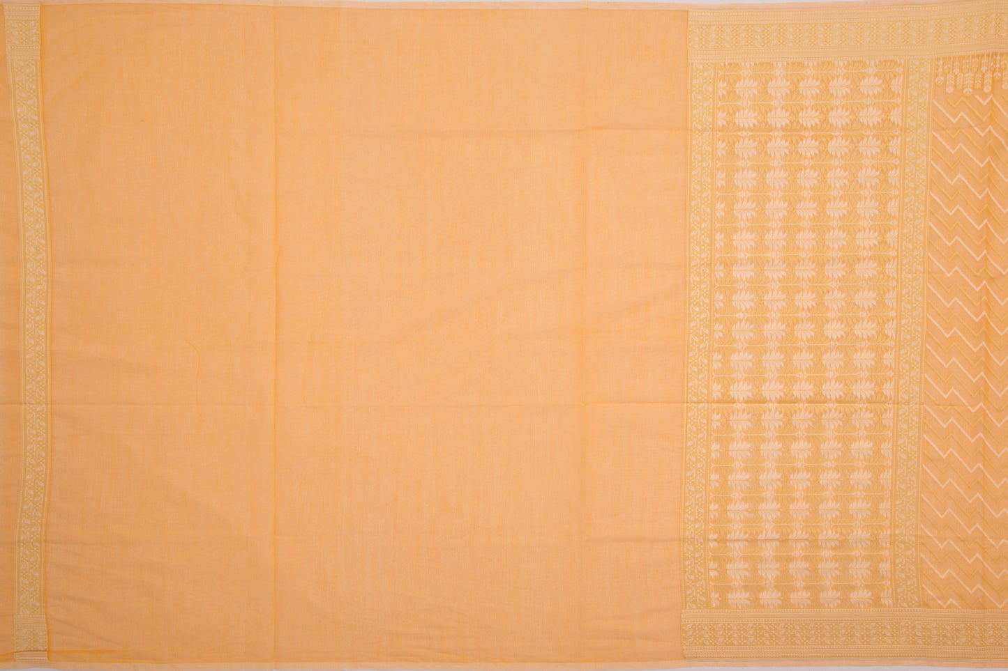 Chanderi Cotton Jaal Orange Saree