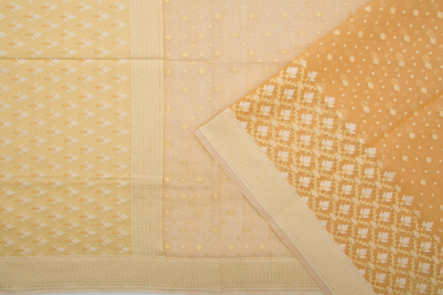Chanderi Cotton Butta Yellow Saree