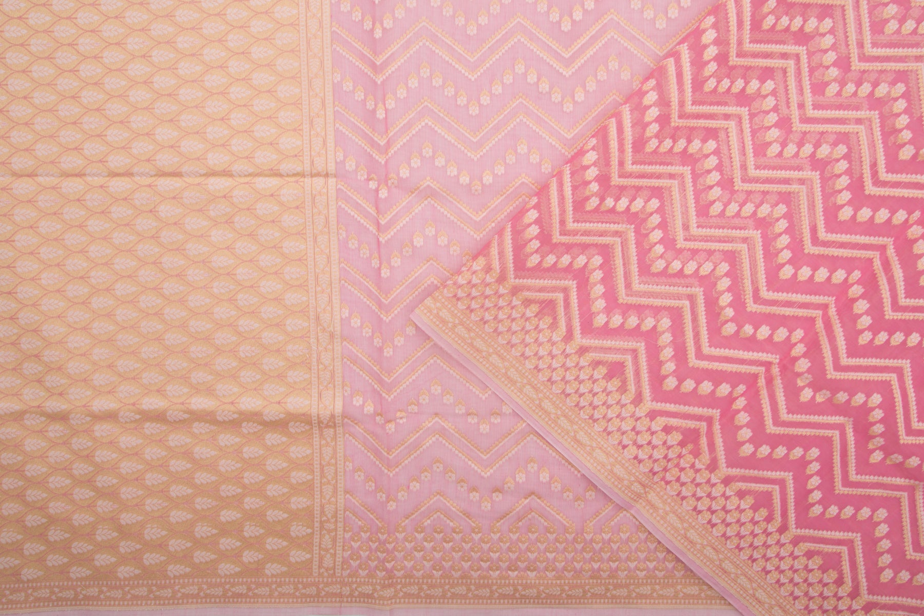 Chanderi Cotton Jaal Pink Saree