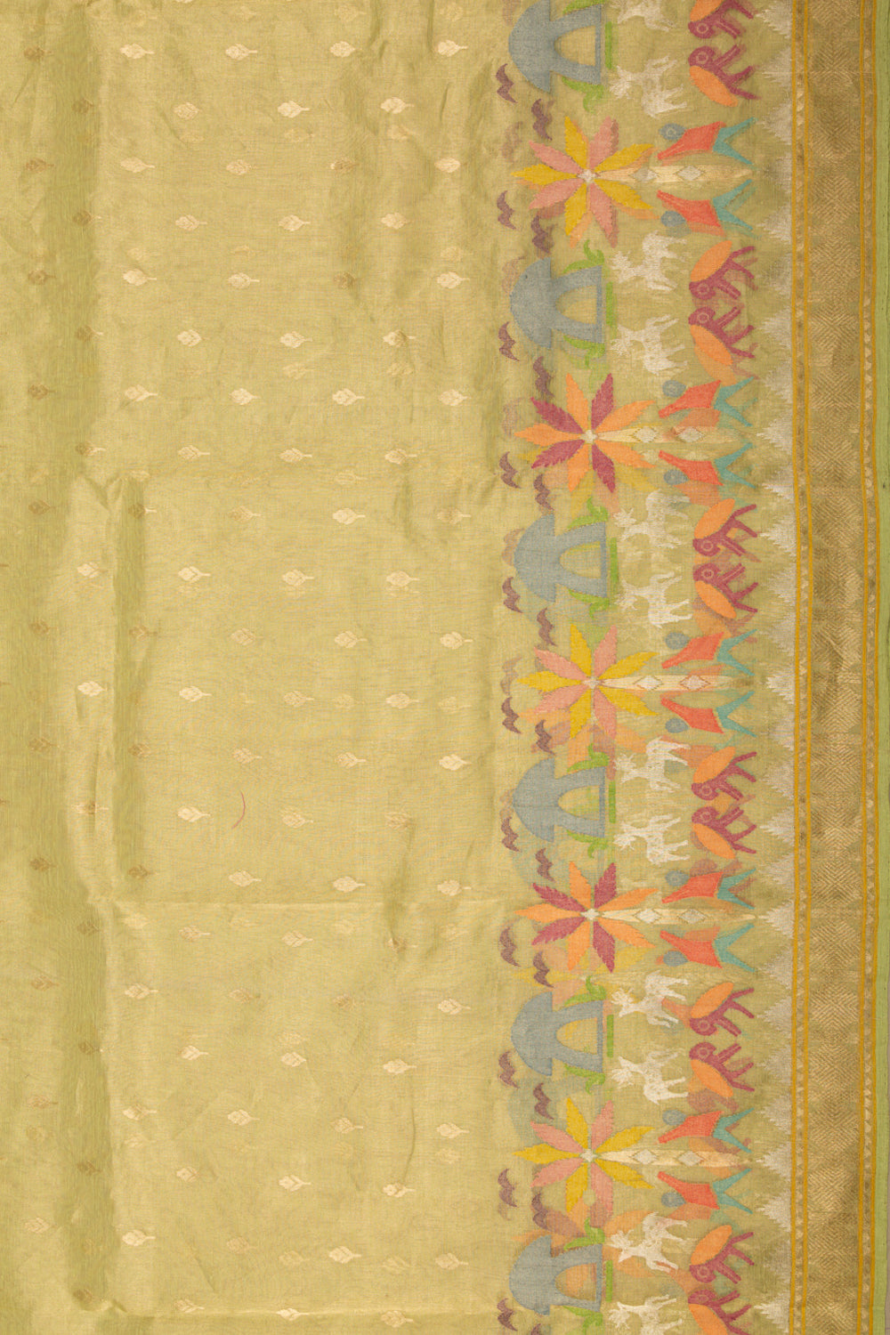 Banarasi Cotton Butta Green Saree