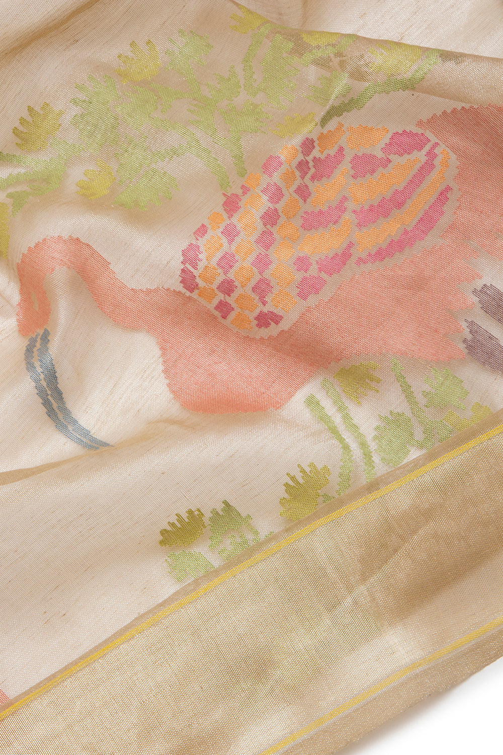 Banarasi Cotton Tissue Cream Saree