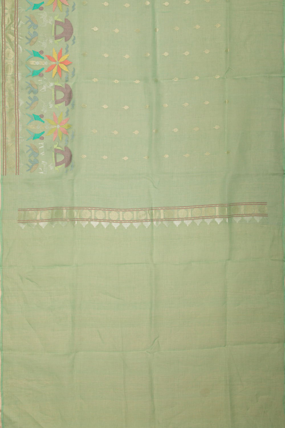 Banarasi Cotton Tissue Butta Green Saree