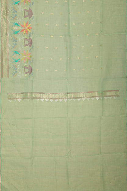 Banarasi Cotton Tissue Butta Green Saree