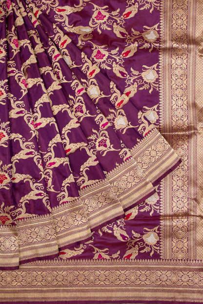 Banarasi Silk Kadwa Jaal Purple Saree