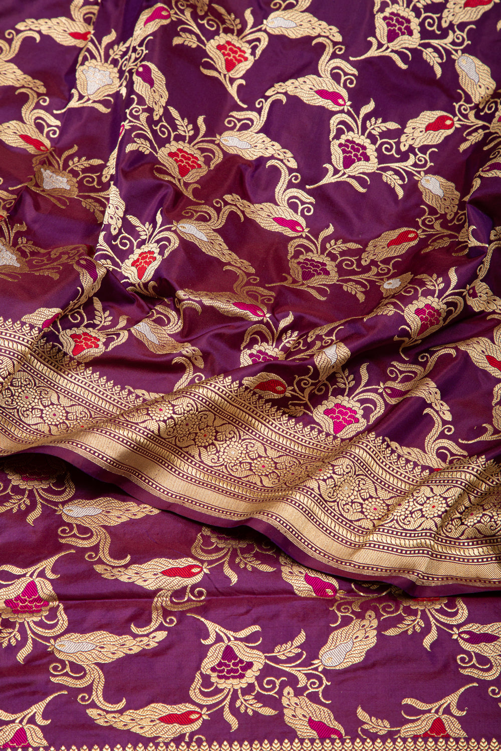 Banarasi Silk Kadwa Jaal Purple Saree