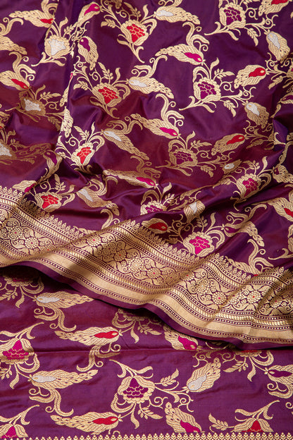Banarasi Silk Kadwa Jaal Purple Saree