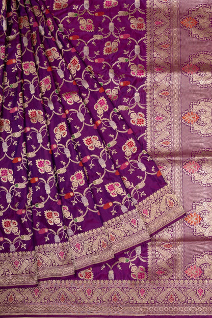 Banarasi Silk Kadwa Jaal Purple Saree
