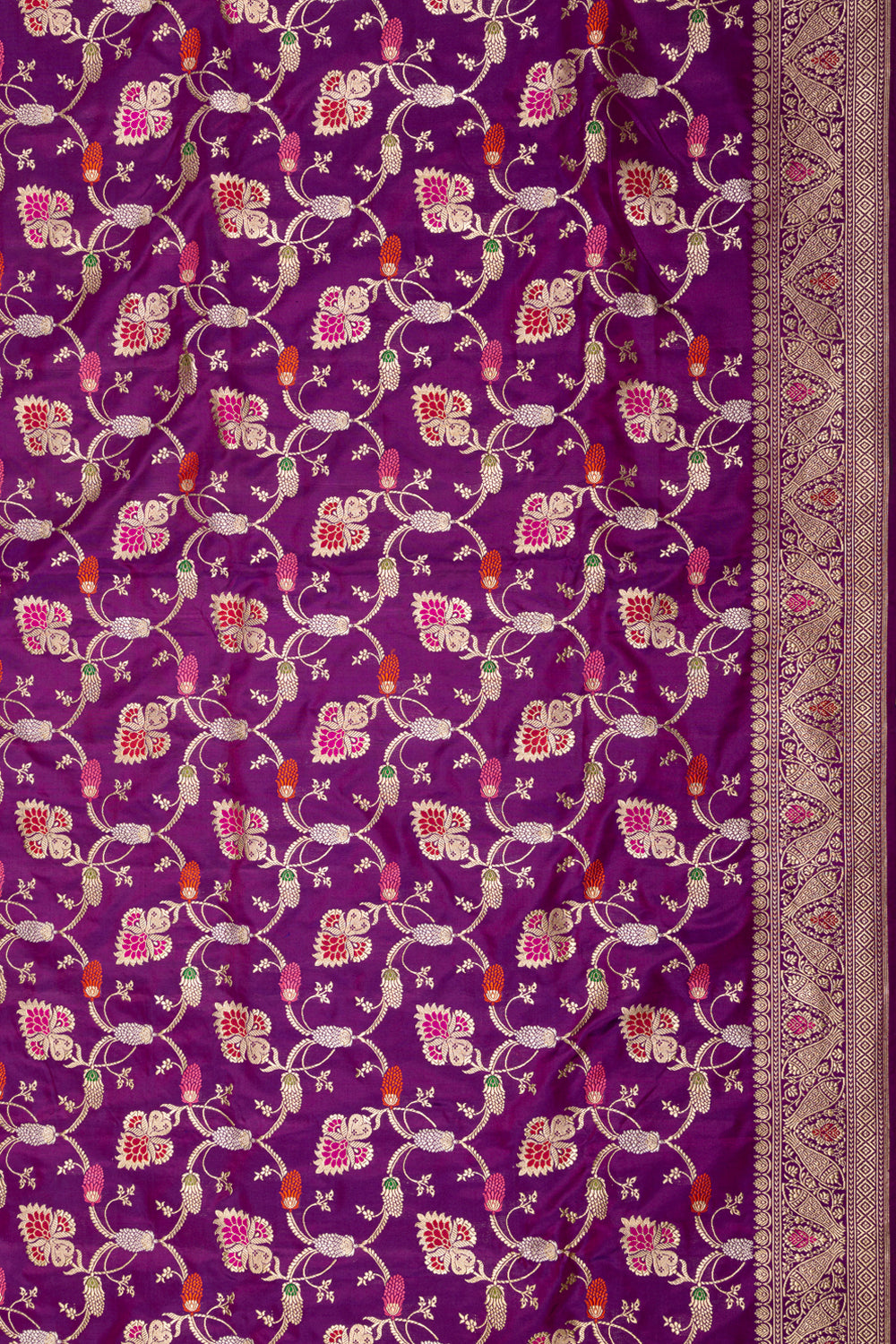 Banarasi Silk Kadwa Jaal Purple Saree