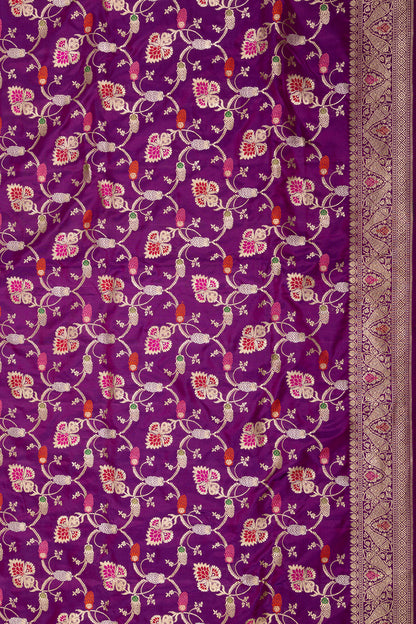 Banarasi Silk Kadwa Jaal Purple Saree