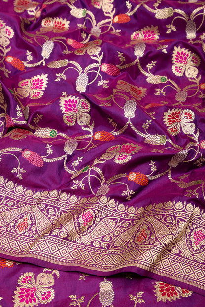 Banarasi Silk Kadwa Jaal Purple Saree