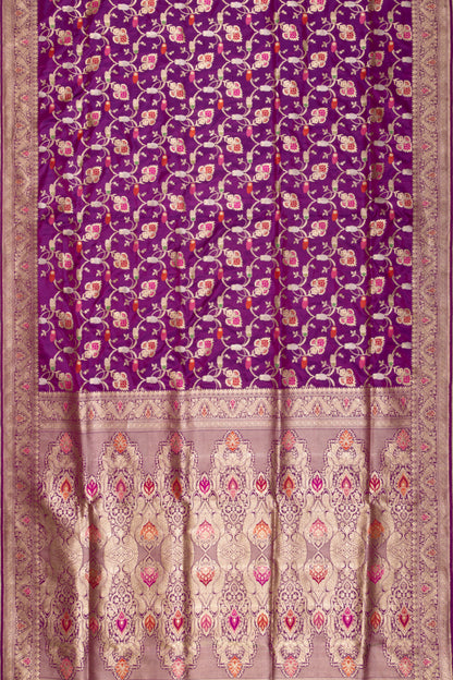 Banarasi Silk Kadwa Jaal Purple Saree