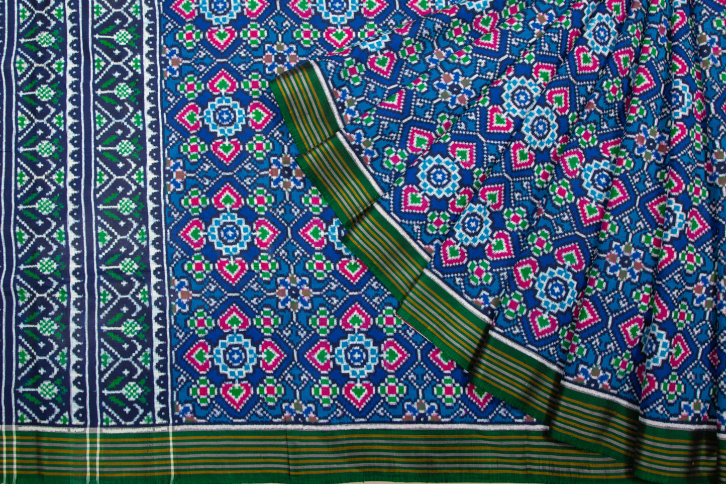 Patan Patola Silk Ikat Pan Bhat Blue Saree