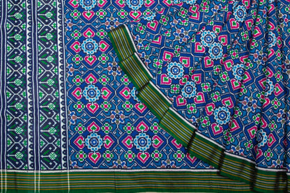 Patan Patola Silk Ikat Pan Bhat Blue Saree