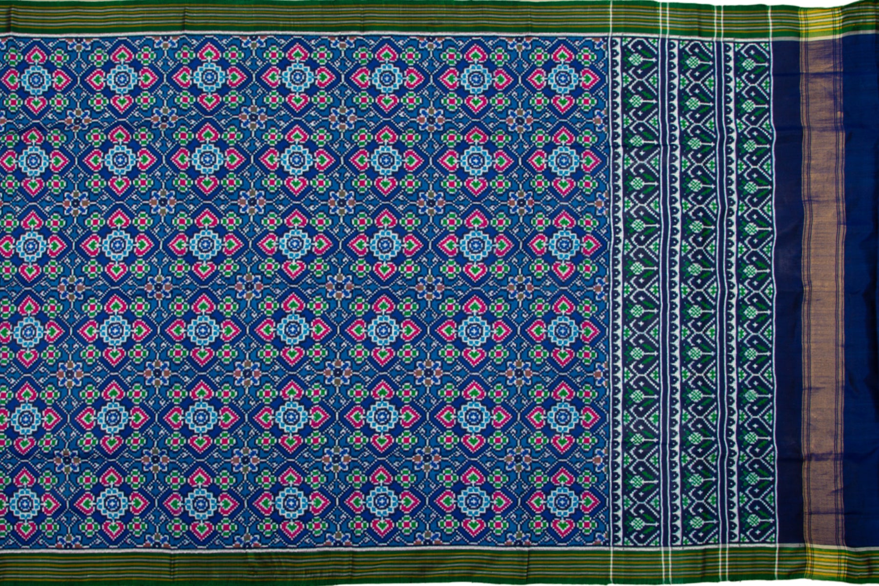 Patan Patola Silk Ikat Pan Bhat Blue Saree