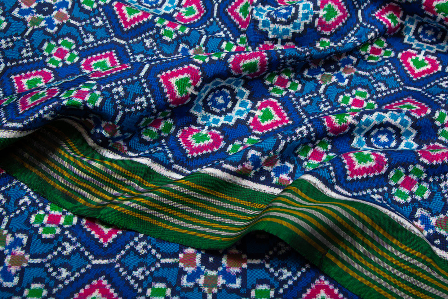 Patan Patola Silk Ikat Pan Bhat Blue Saree