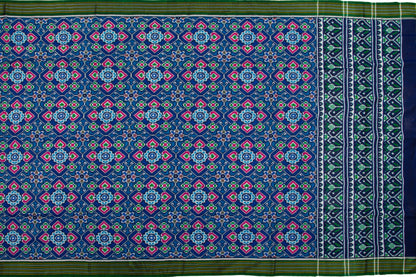 Patan Patola Silk Ikat Pan Bhat Blue Saree