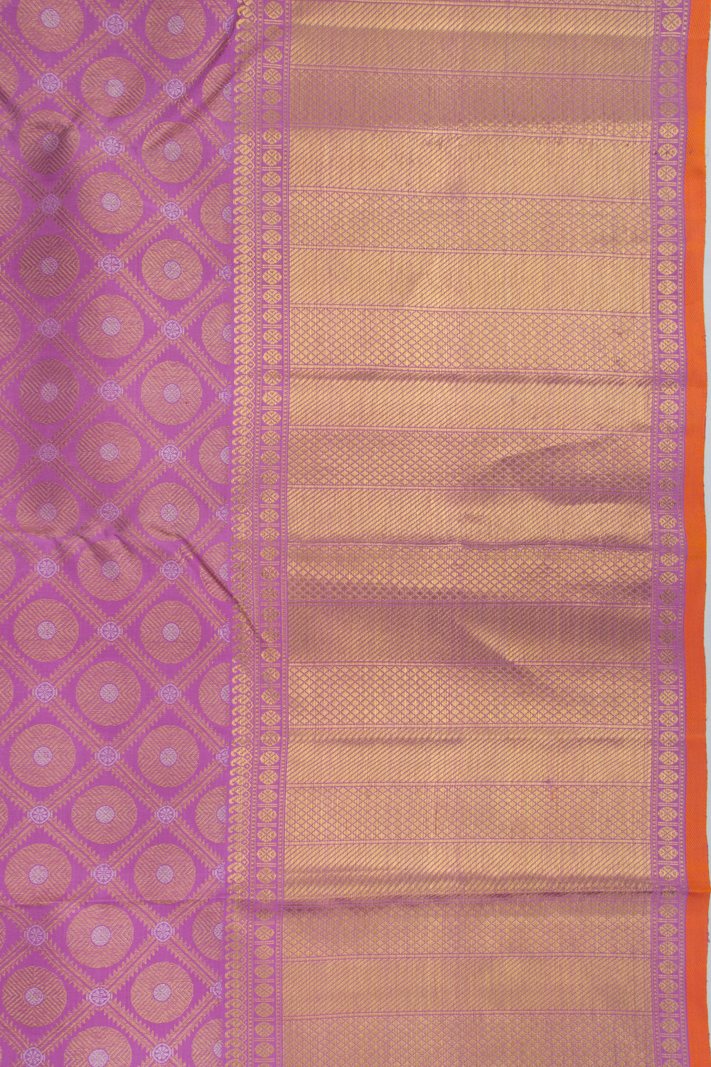 Kanchipuram Silk Criss Cross Checks And Butta Lavender Saree