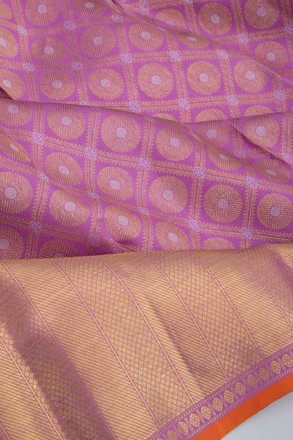 Kanchipuram Silk Criss Cross Checks And Butta Lavender Saree