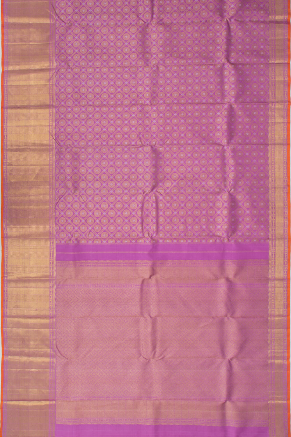 Kanchipuram Silk Criss Cross Checks And Butta Lavender Saree
