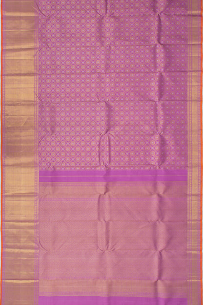 Kanchipuram Silk Criss Cross Checks And Butta Lavender Saree