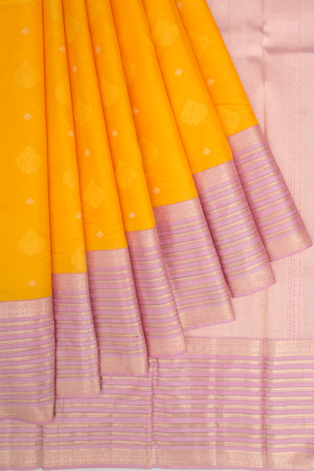 Kanchipuram Silk Butta Yellow Saree