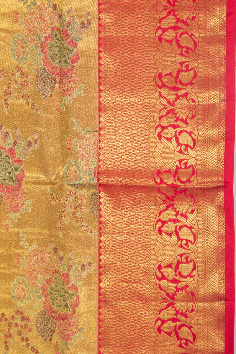 Taranga Kanchi Silk Tissue Butta Gold Saree