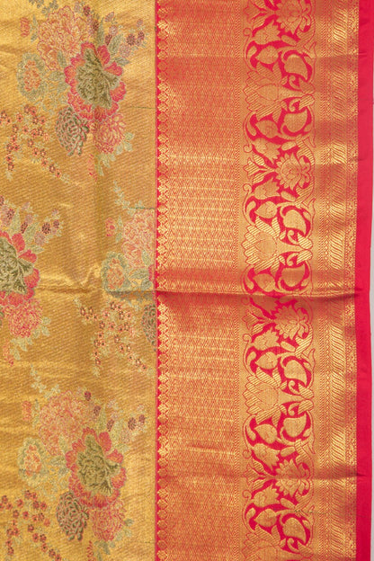 Taranga Kanchi Silk Tissue Butta Gold Saree