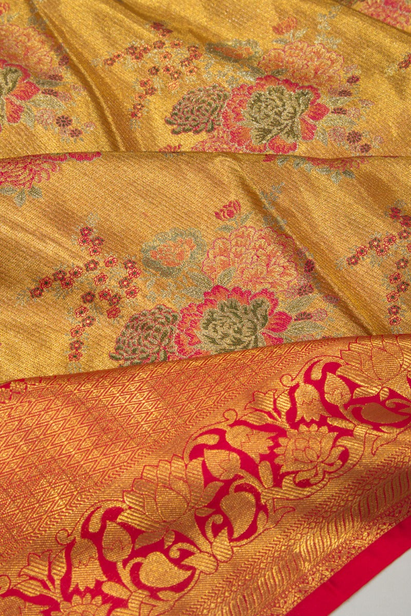Taranga Kanchi Silk Tissue Butta Gold Saree