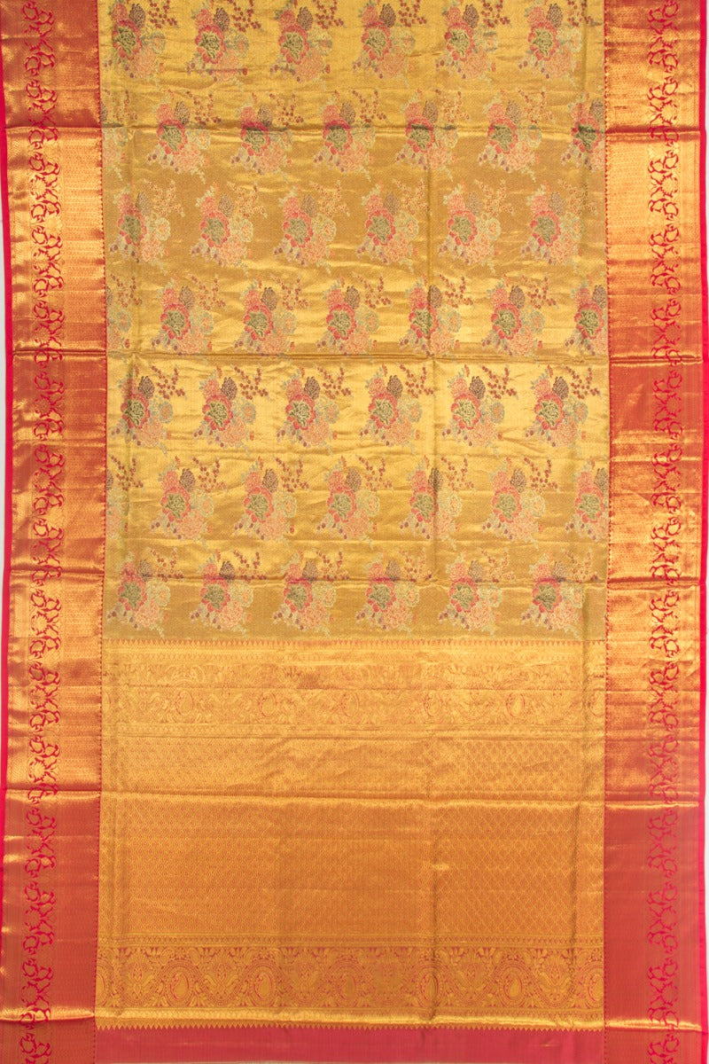 Taranga Kanchi Silk Tissue Butta Gold Saree