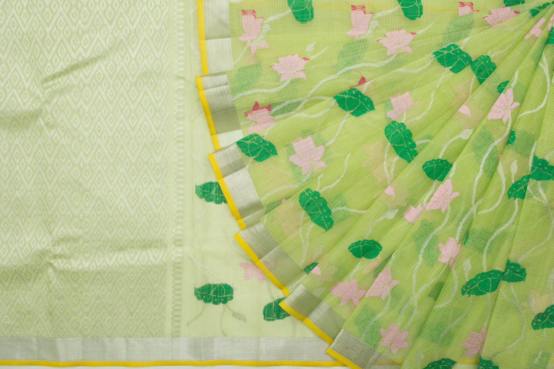 Kota Silk Jaal Pastel Green Saree