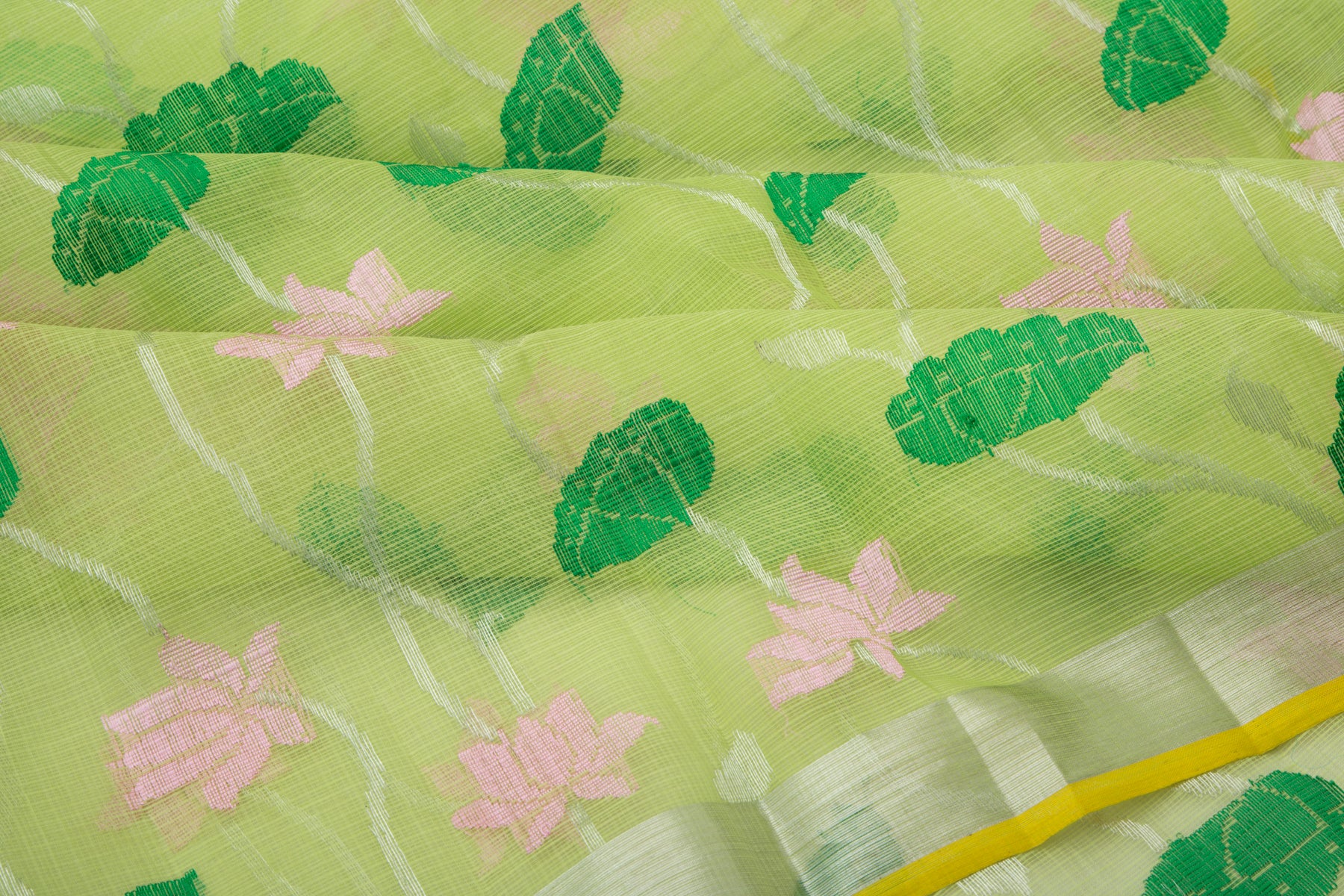 Kota Silk Jaal Pastel Green Saree