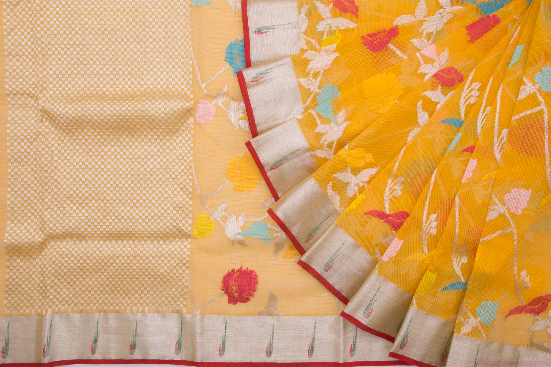 Kota Silk Jaal Yellow Saree