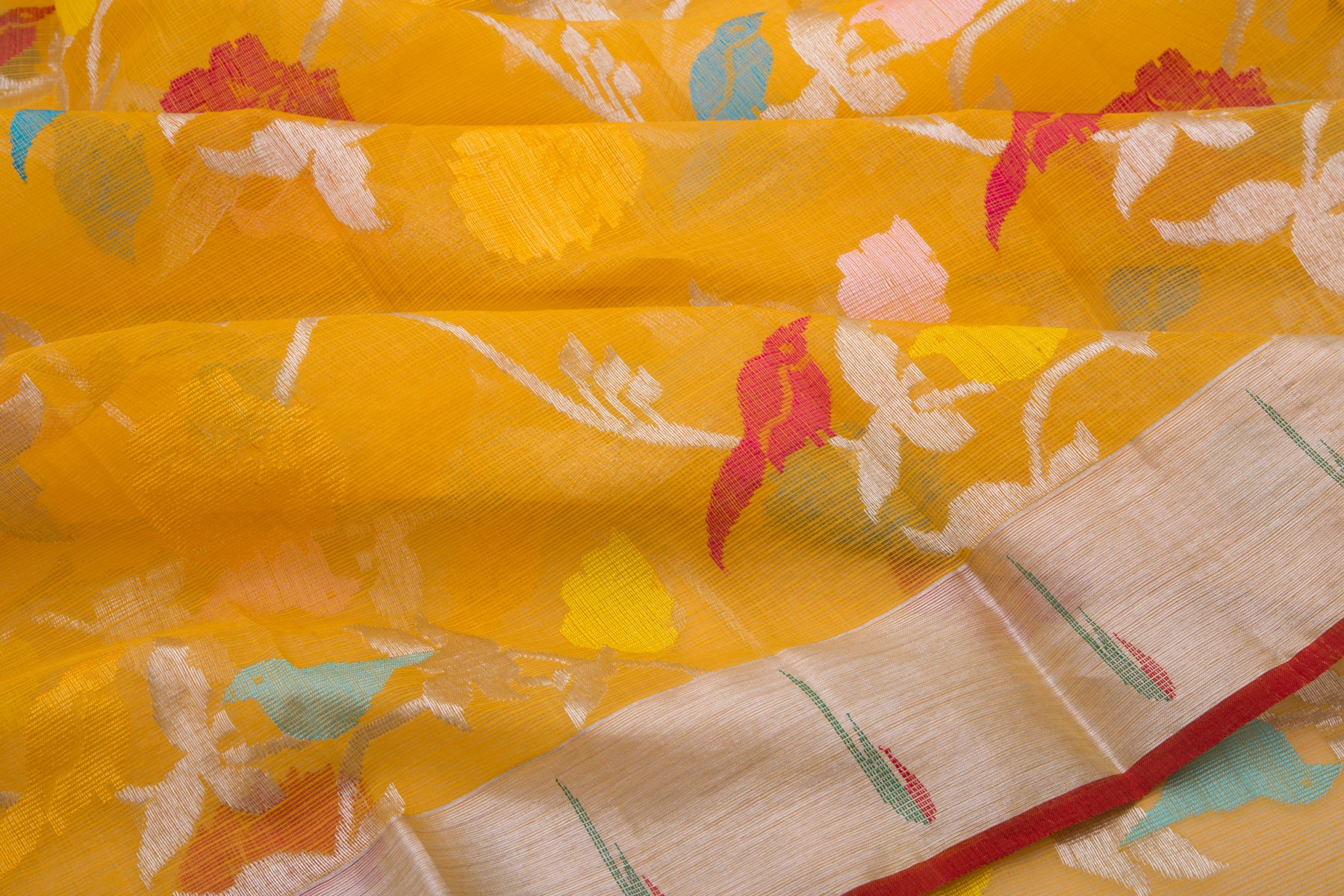 Kota Silk Jaal Yellow Saree