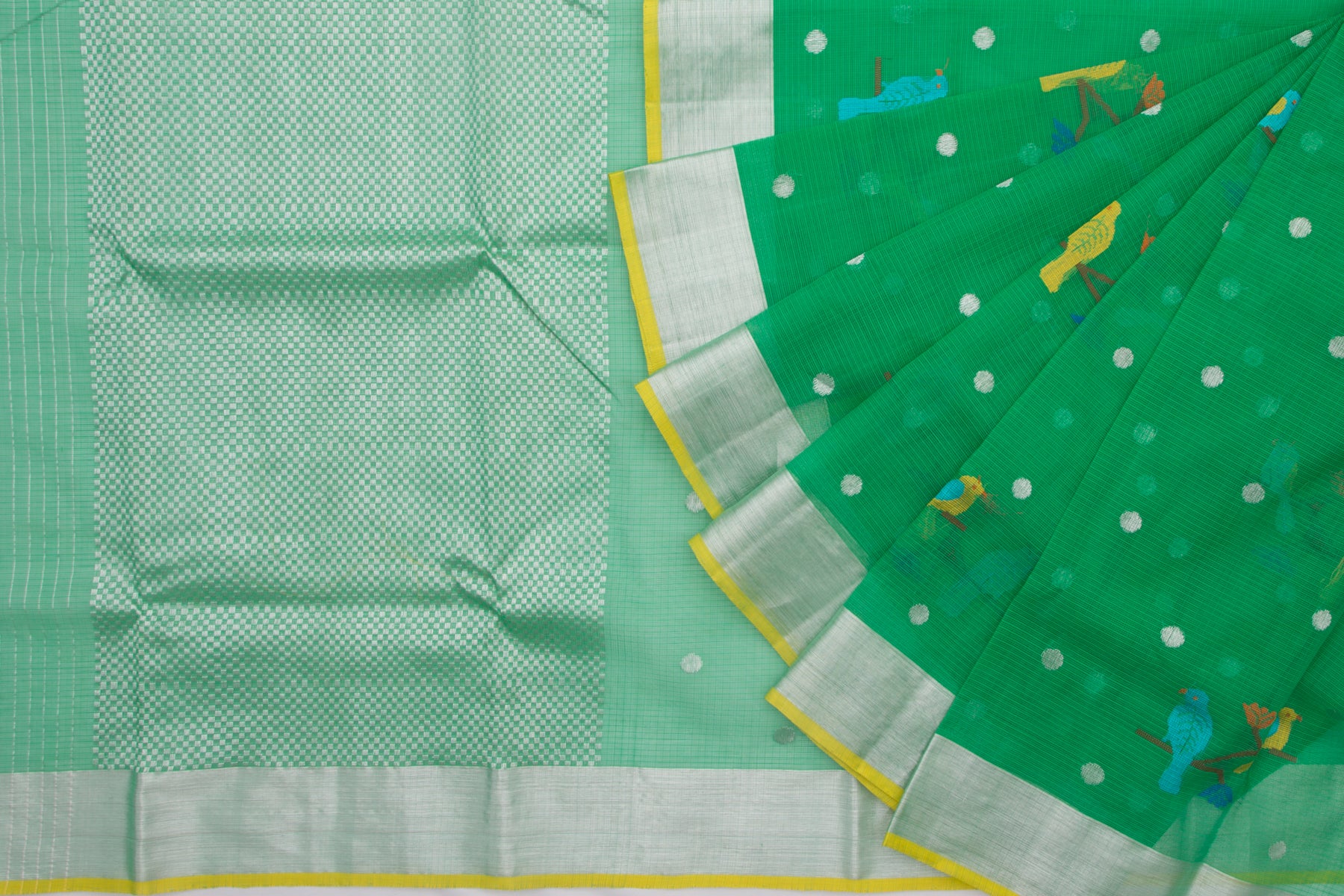 Kota Silk Butta Dark Green Saree