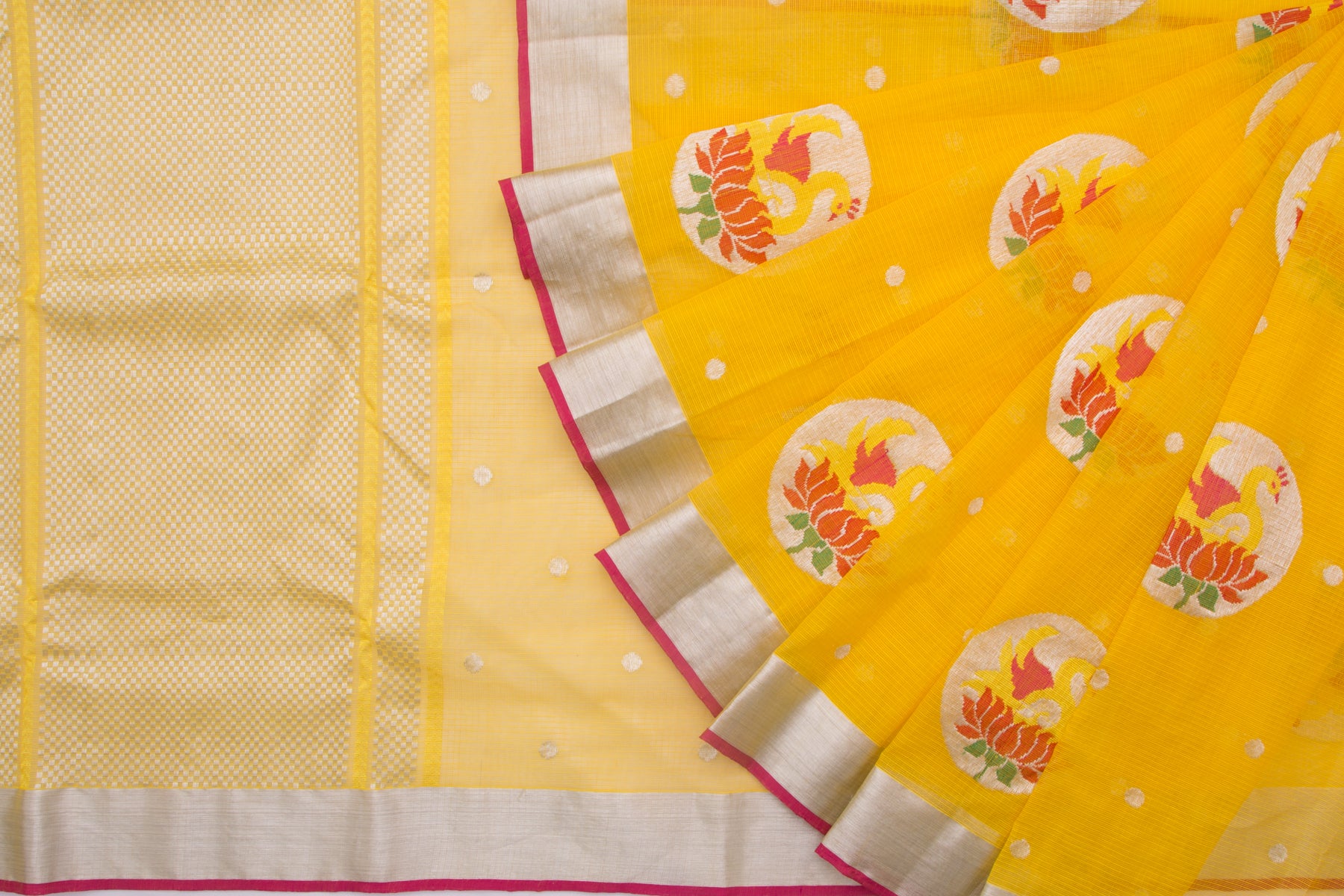 Kota Silk Butta Yellow Saree