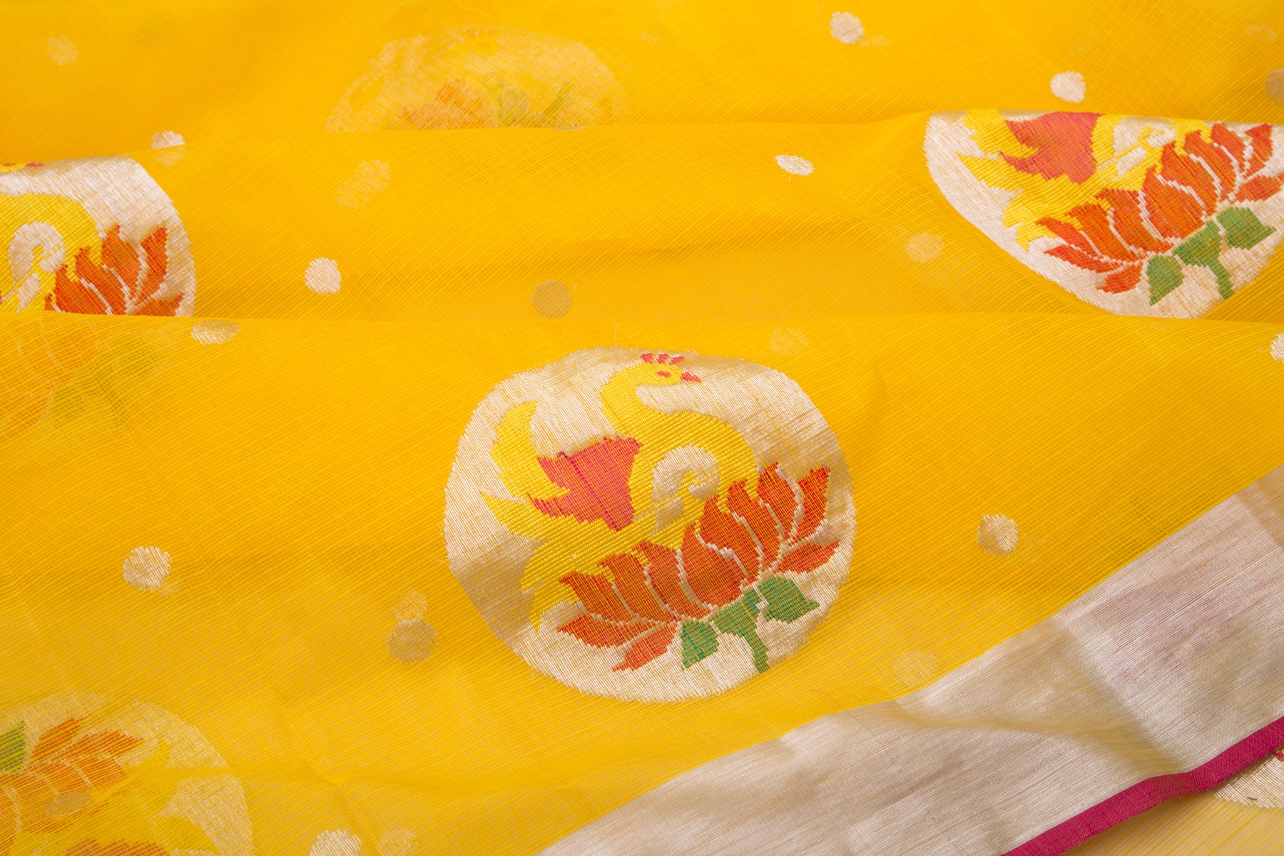 Kota Silk Butta Yellow Saree