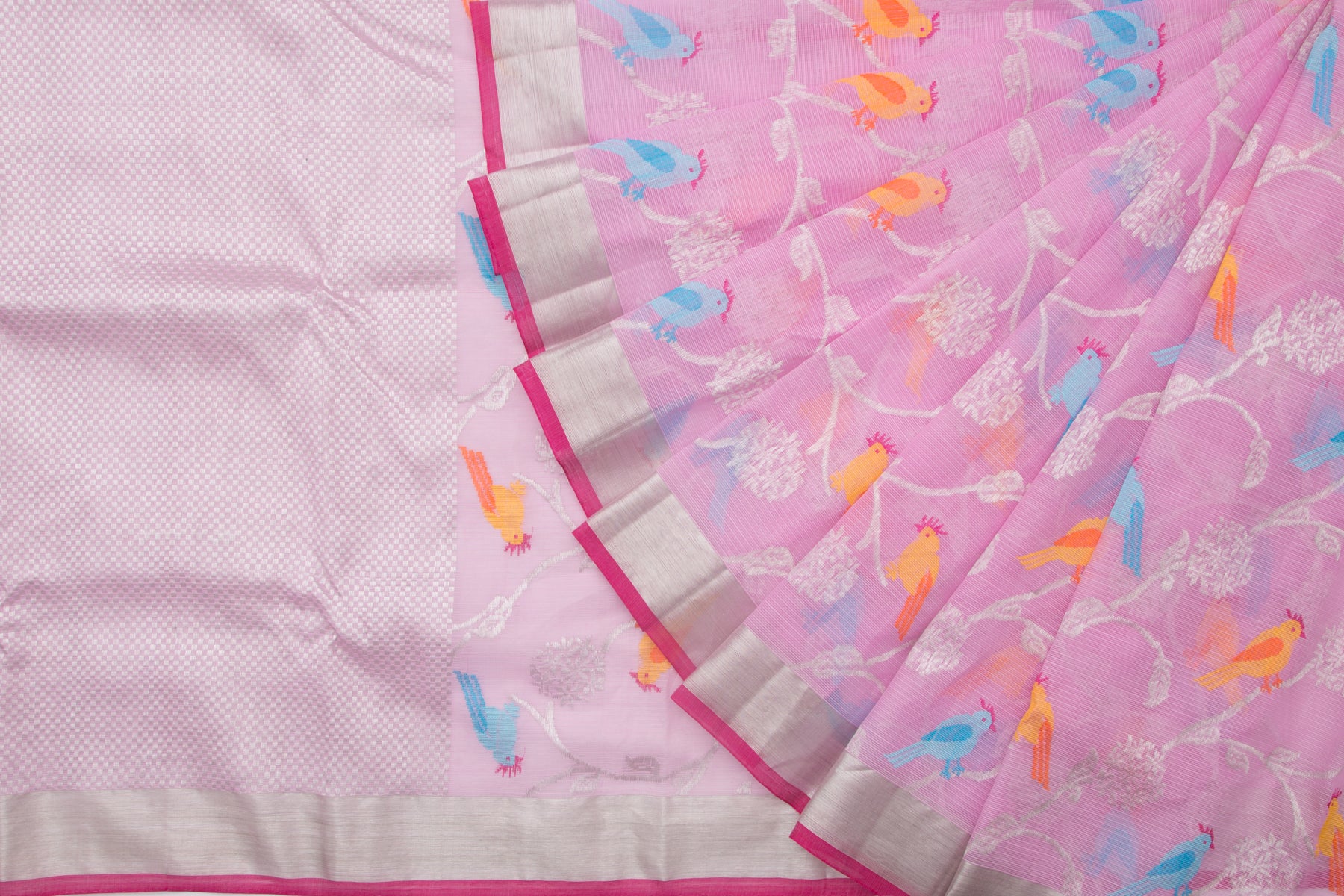 Kota Silk Jaal Pink Saree