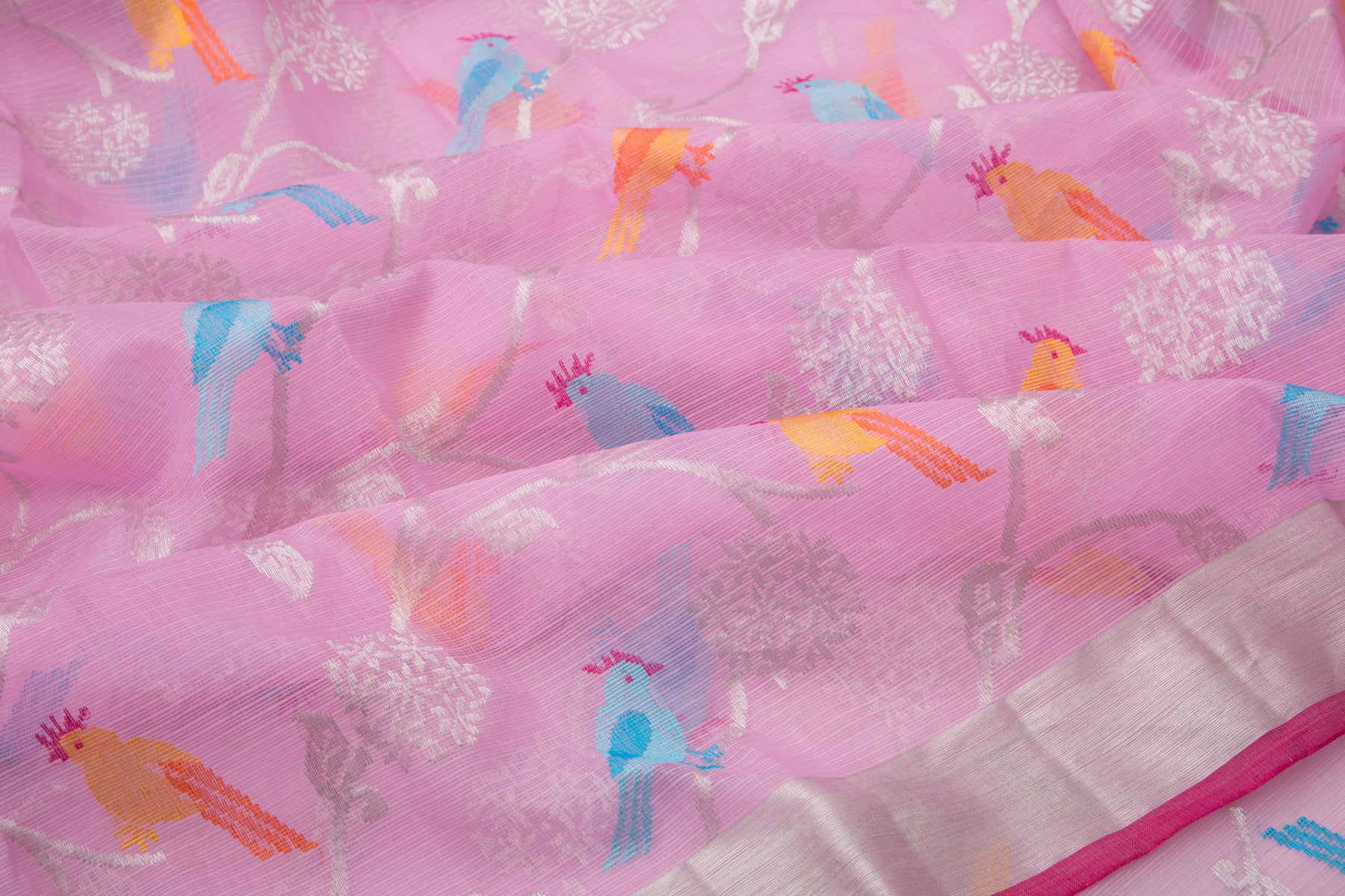 Kota Silk Jaal Pink Saree
