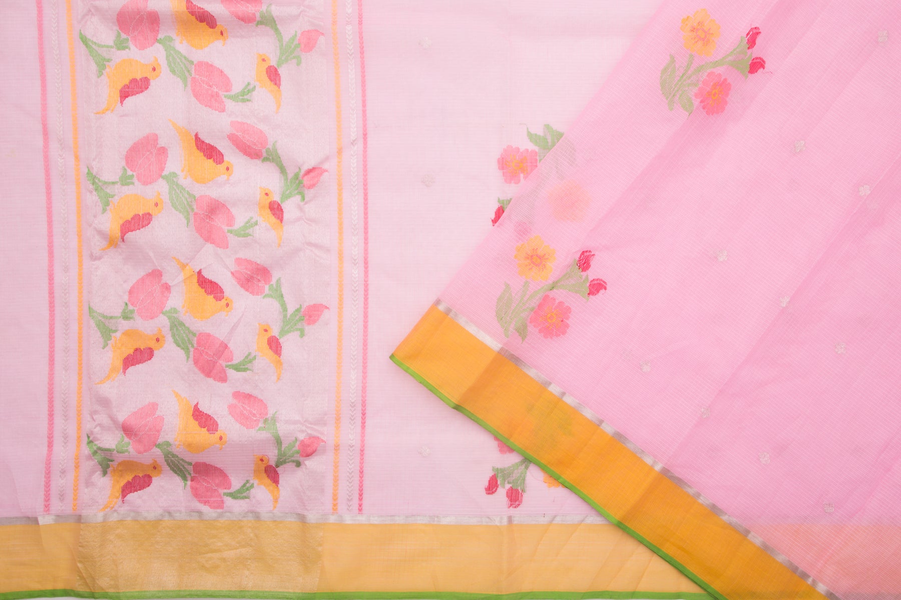 Kota Silk Butta Baby Pink Saree