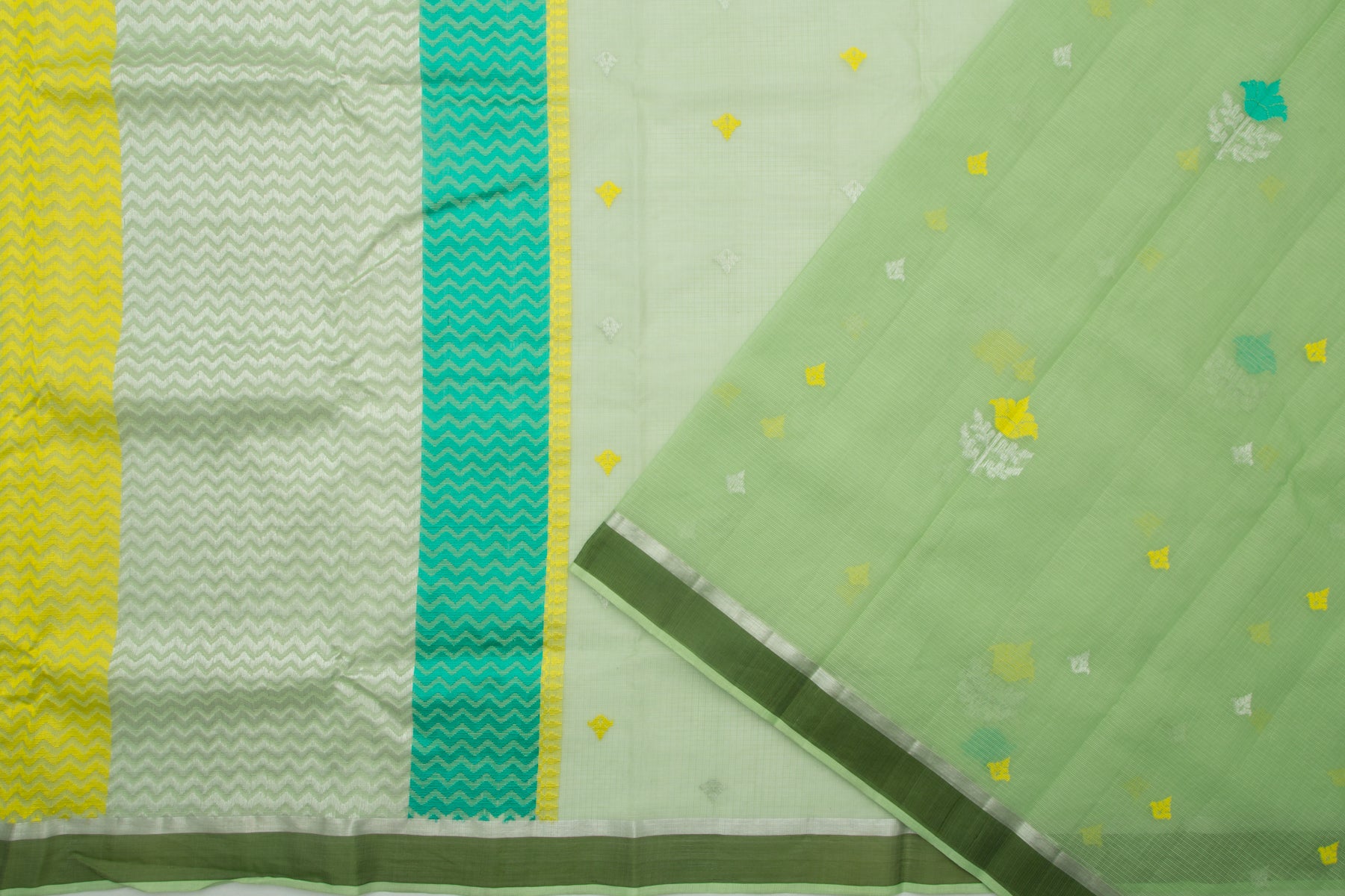Kota Silk Butta Green Saree