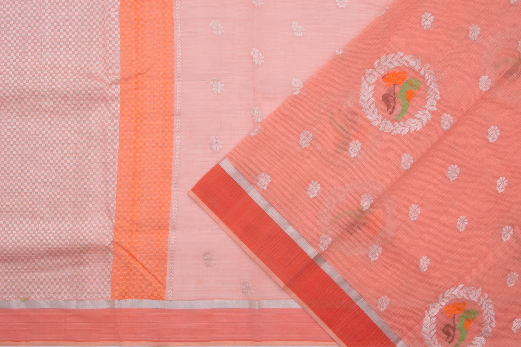 Kota Silk Butta Pastel Orange Saree