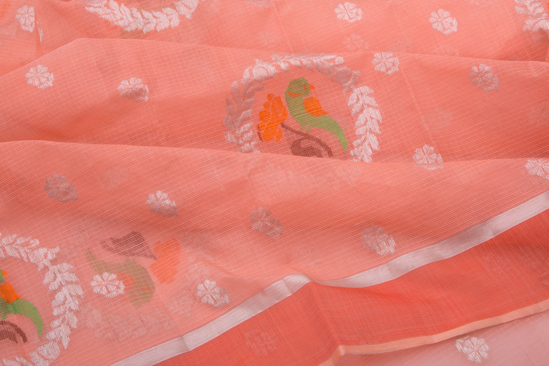 Kota Silk Butta Pastel Orange Saree